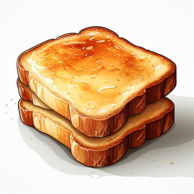 Vettore toast vettore colazione cibo isolato fetta pasto pane illustrazione deliziosa panetteria morni