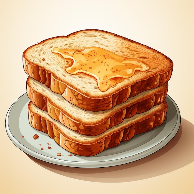 toast vector ontbijt voedsel geïsoleerde plak maaltijd brood illustratie heerlijke bakkerij morni