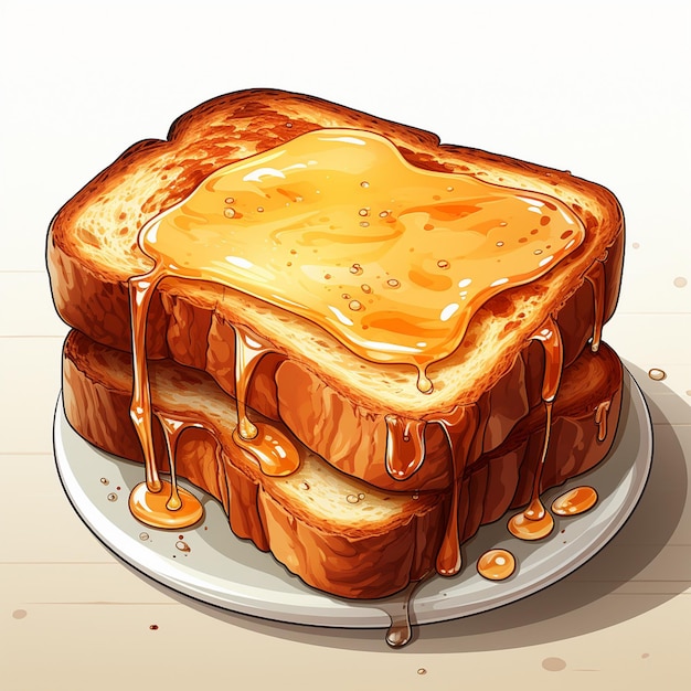 Vector toast vector ontbijt voedsel geïsoleerde plak maaltijd brood illustratie heerlijke bakkerij morni