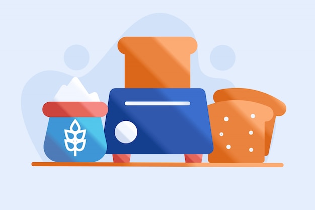 Vector toaster and bread illustration