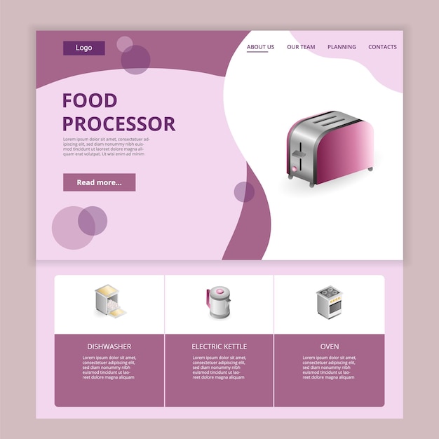 Toaster flat landing page website template dishwasher