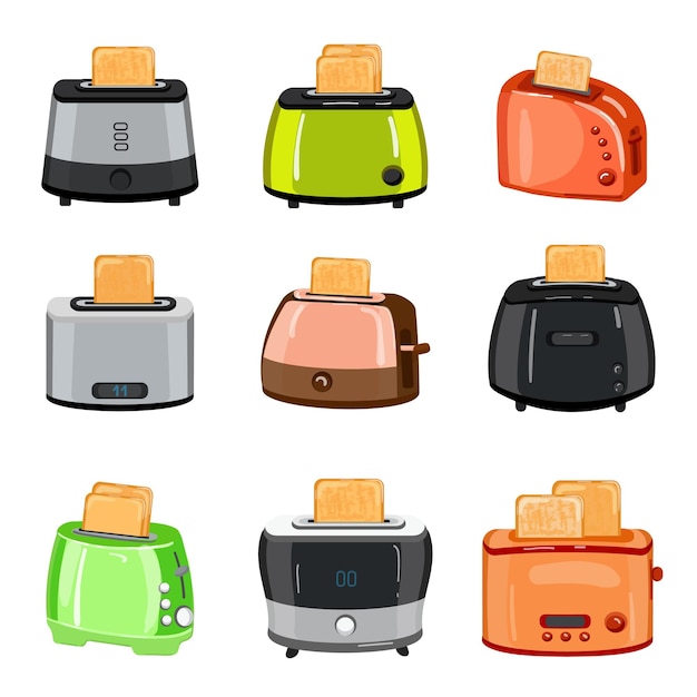 Toaster icon cartoon vector kitchen toast