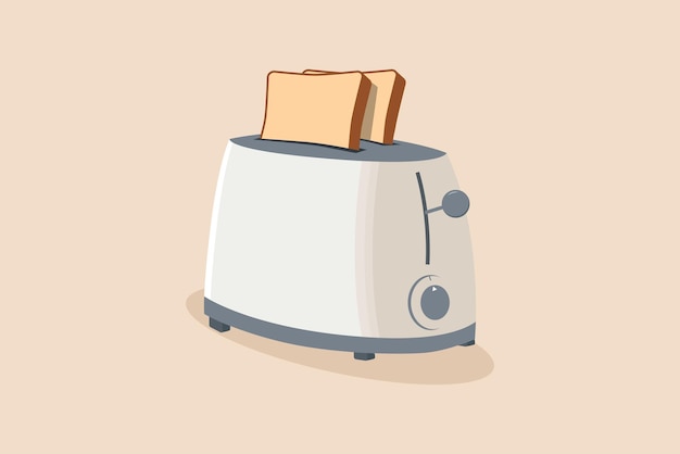toaster with bread kitchen appliance concept flat vector illustration isolated