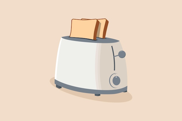 Toaster with bread Kitchen appliance concept Flat vector illustration isolated