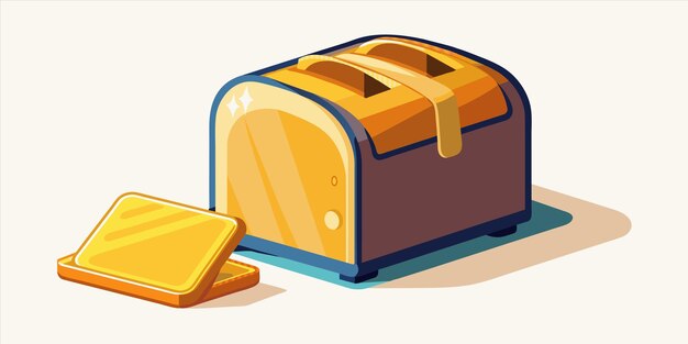 a toaster with a yellow butter and a yellow spatula