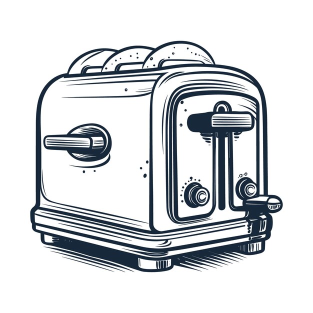 Vector toaster woodcut style drawing vector illustration