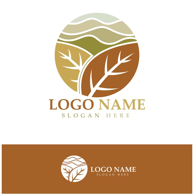 Табачный лист логотиптабачное поле и вектор дизайна логотипа табачной сигареты