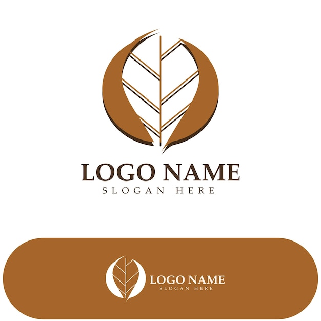 Tobacco leaf logotobacco field and tobacco cigarette logo template design vector