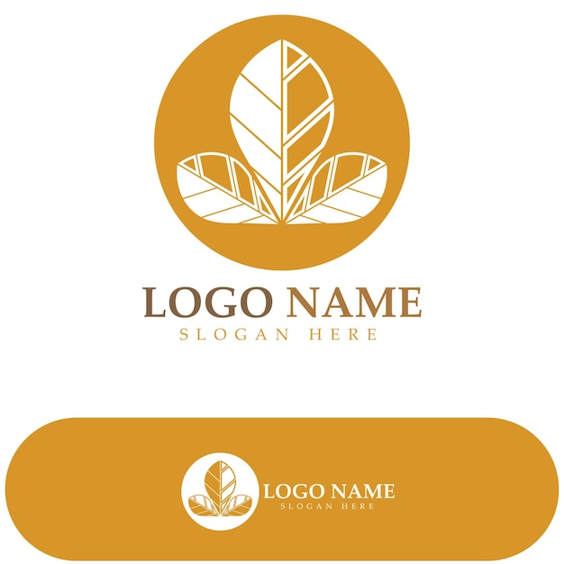 Tobacco leaf logotobacco field and tobacco cigarette logo template design vector