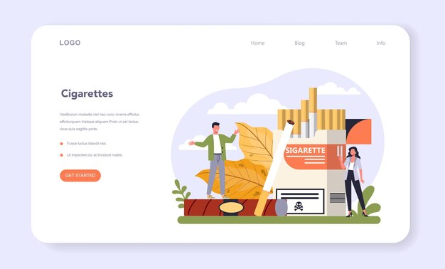 経済のウェブバナーまたはランディングページのたばこ生産産業部門