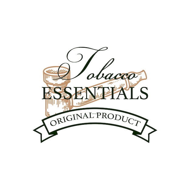 Tobacco shop vintage logo template with hand drawn elements