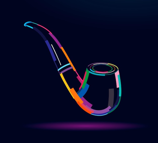 Tobacco smoking pipe abstract colorful drawing Vector illustration of paints