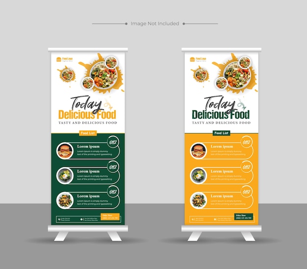 Today delicious food menu and restaurant roll up banner design template