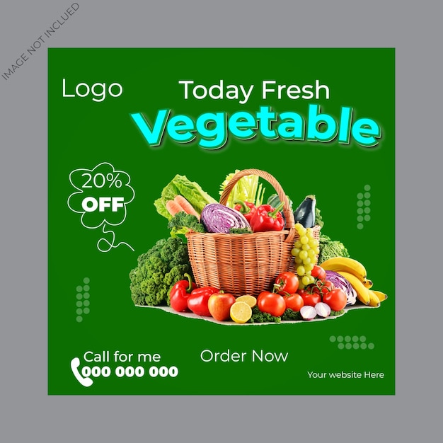 Vector today fresh food and vegetable social media post template