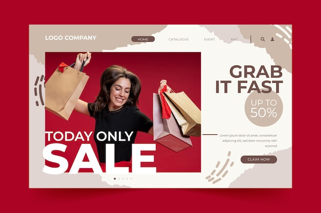Vector today only sale fashion landing page