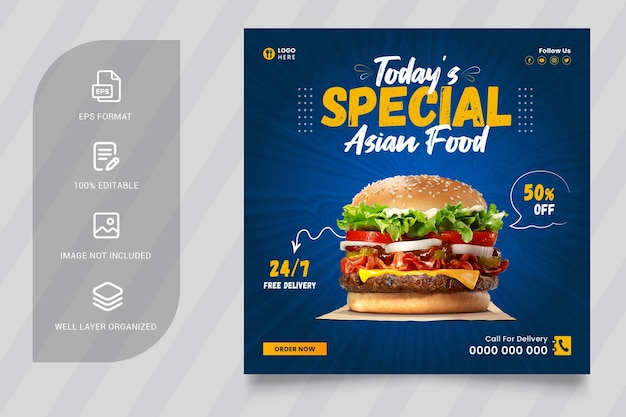 Today's special Asian burger food social media post