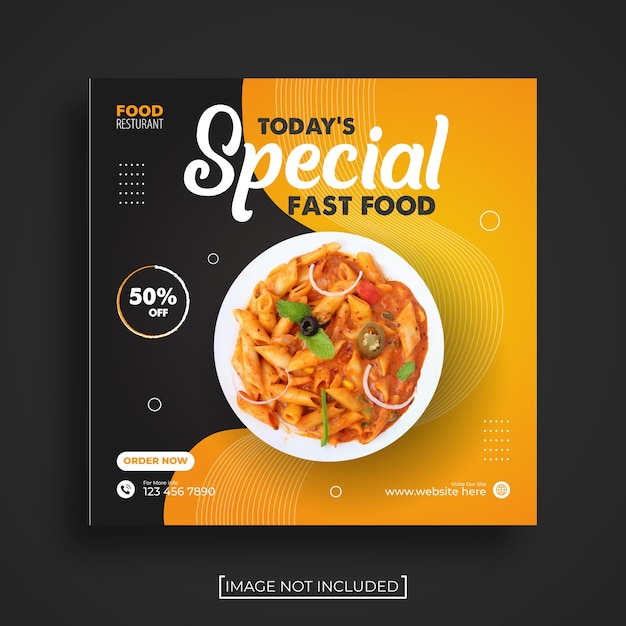 Oggi speciale delizioso menu fast food modello di progettazione banner social media