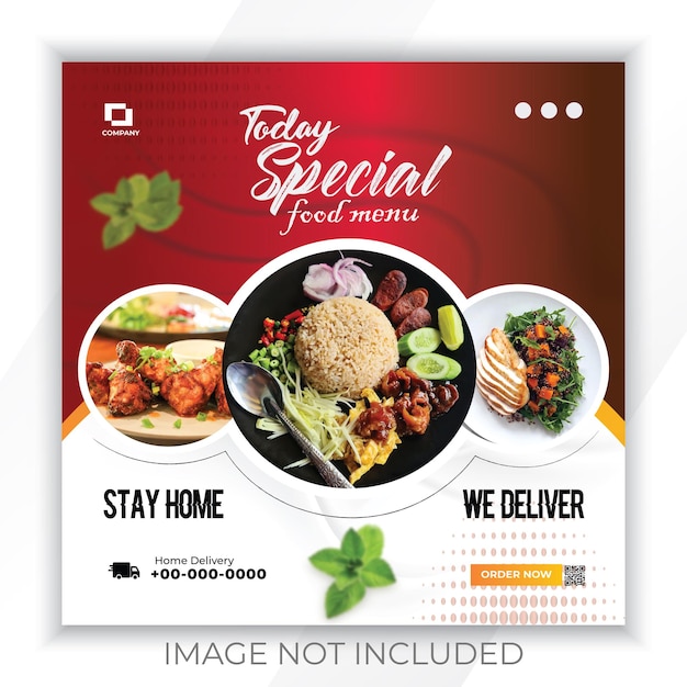 Today Special food menu and restaurant social media Post template