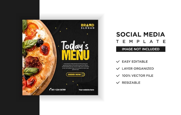 Vettore post banner di promozione sui social media del menu di today39s