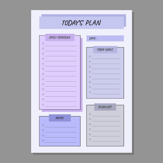 Today39s plan template vector