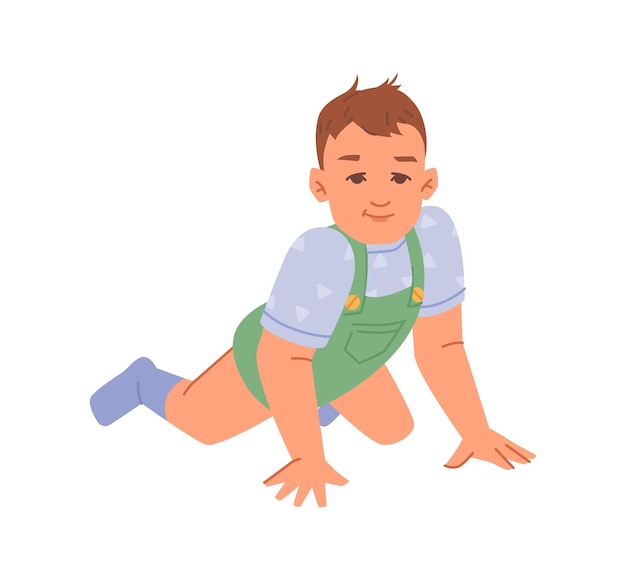 Vector toddler baby boy crawling on floor