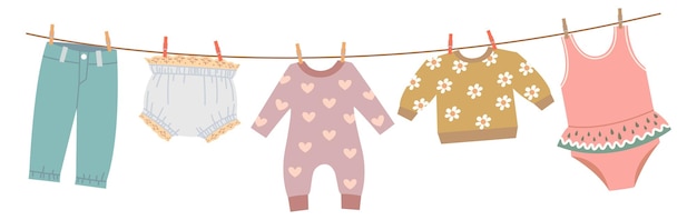 Сушка одежды для малышей Детский текстиль, висящий на веревке