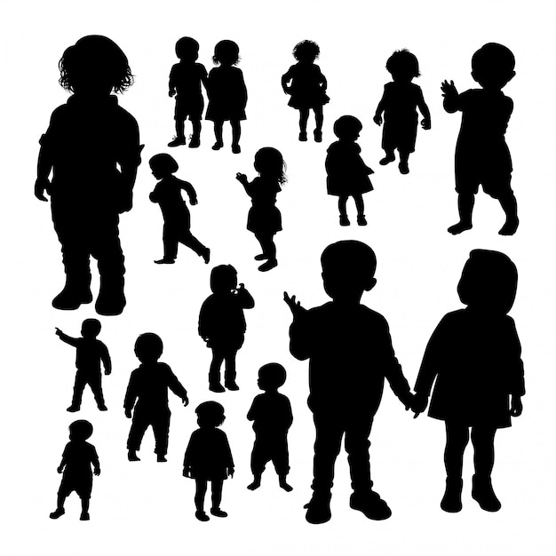 Toddler gebaar silhouetten.