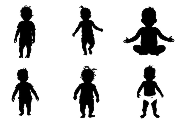 Vettore silhouette di gesti di bambini piccoli