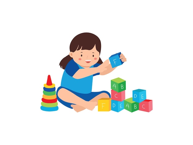Toddler Playing with Blocks