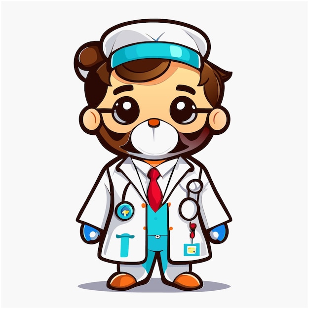 Vector toegankelijk full body mascot doctor artwork voor medische concepten