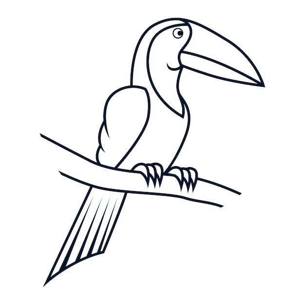 Toekan vector zwart-witte vogel logo ontwerp sjabloon illustratie