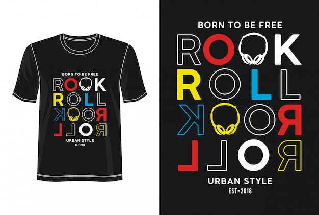 Toekomstig rock and roll typografie design t-shirt