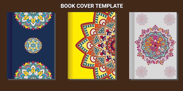 Toepasbaar voor notebooks of agenda's of boeken. plat ontwerp met mandala Arts.