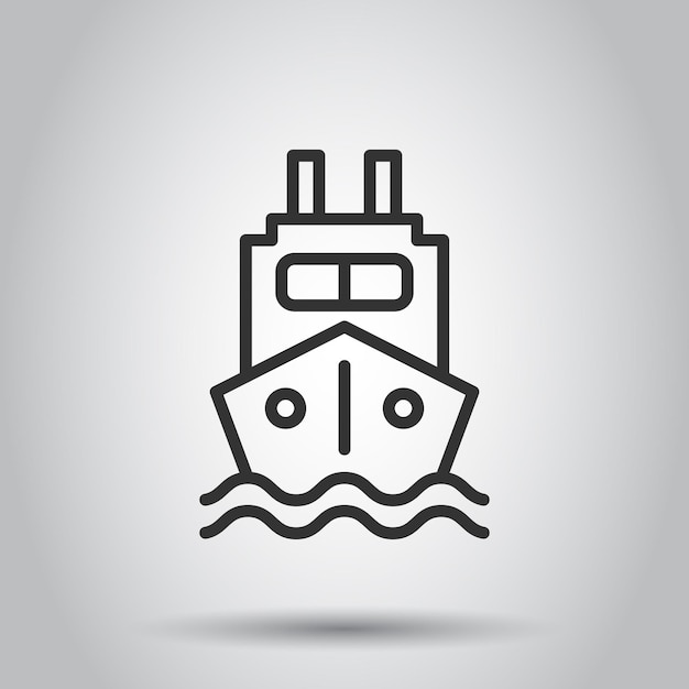 Toerisme schip pictogram in vlakke stijl Vissersboot vectorillustratie op witte geïsoleerde achtergrond Tanker bestemming bedrijfsconcept