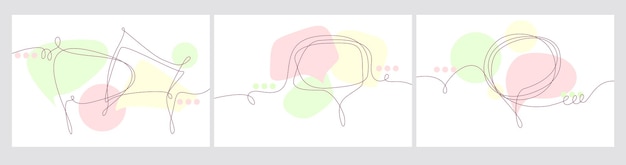 Toespraak bubble ononderbroken lijntekening met kleur vormen Zwarte geïsoleerde lineaire sjabloon Comic Doodle conceptontwerp Overzicht eenvoudige rand voor sociale media websites dialoog chat vectorillustratie