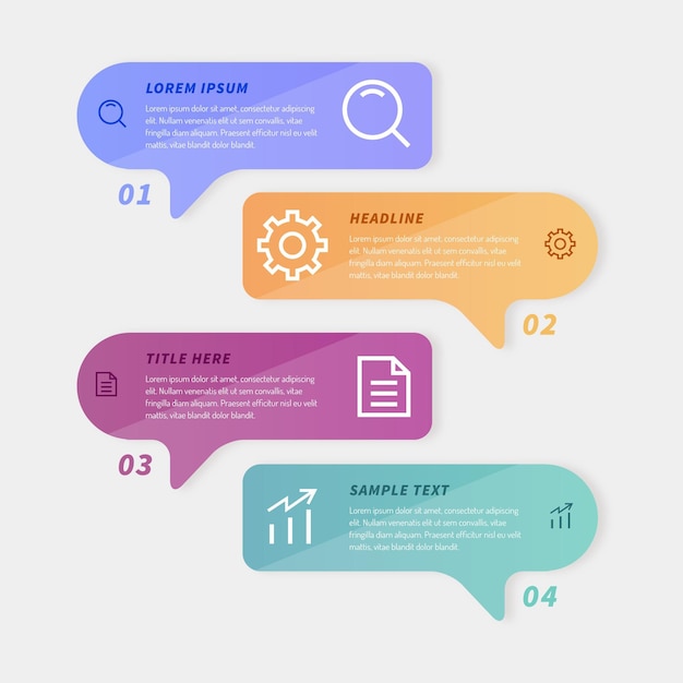 Toespraakbellen infographics in plat ontwerp