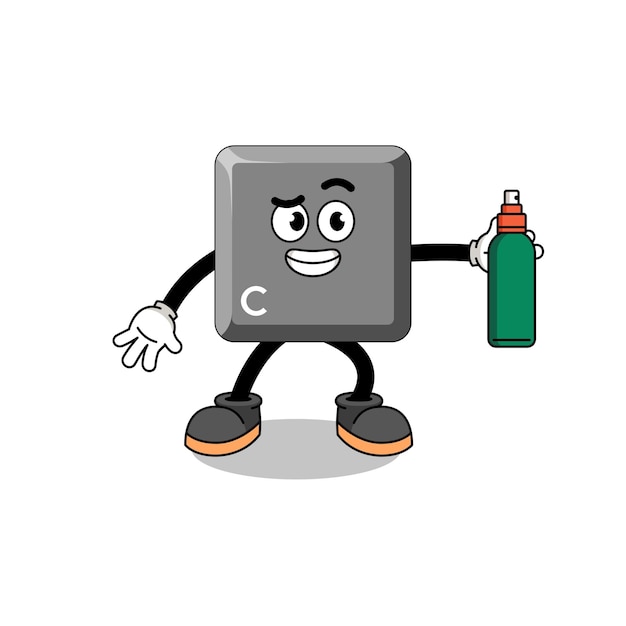 Toetsenbord C-toets illustratie cartoon met muggenspray