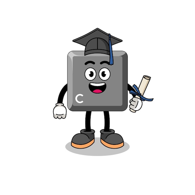 Toetsenbord C-toetsmascotte met afstuderen pose