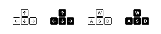 Toetsenbordknoppijl en WASD ingesteld pictogram Eenvoudige minimale platte vector voor app en web