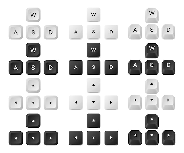 Toetsencombinaties op de computer Reeks toetsencombinaties Opdrachtenset pictogrammen Knop op het toetsenbord van de computer