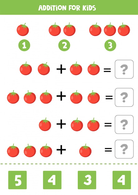 Toevoeging voor kinderen met schattige cartoon rode tomaten.