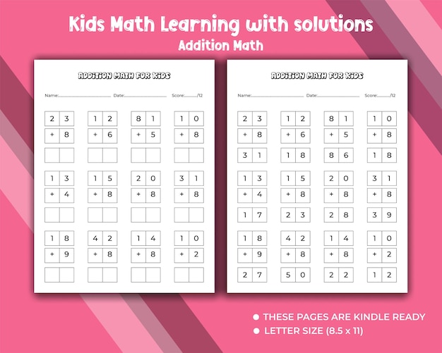 Toevoeging wiskunde voor kleuters kinderboek met oplossingen