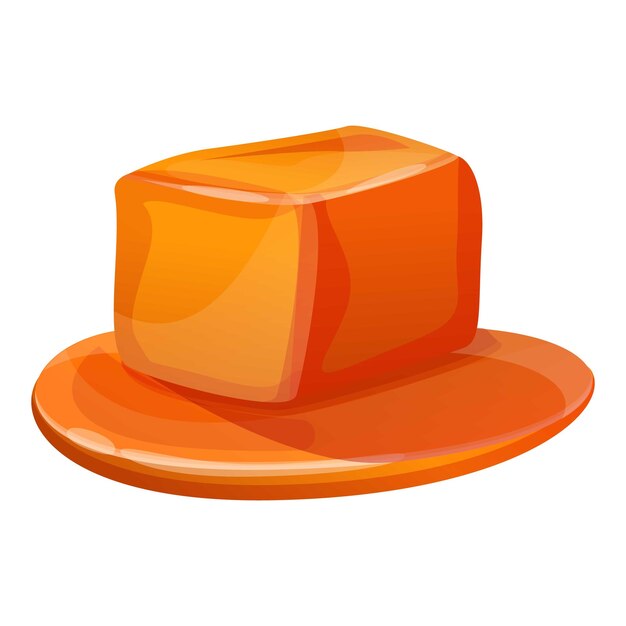 Toffee cube icon Cartoon of toffee cube vector icon for web design isolated on white background