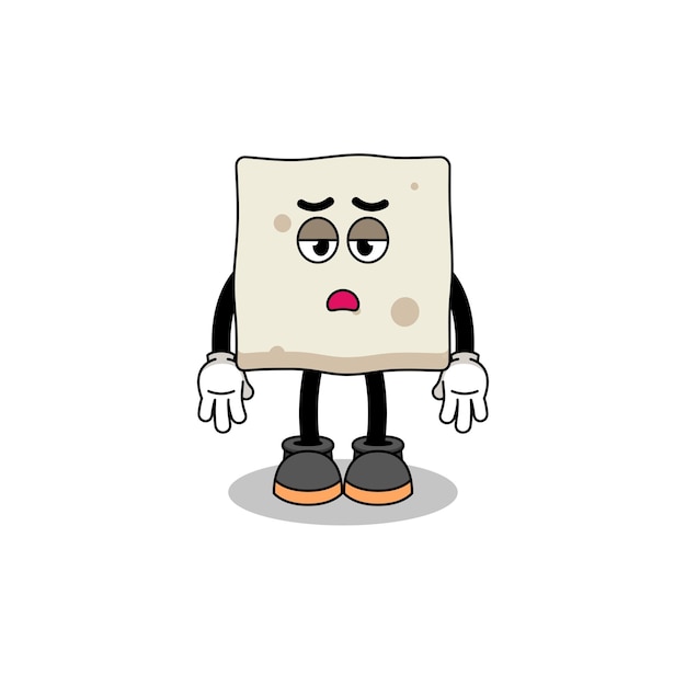 Tofu cartoon with fatigue gesture character design