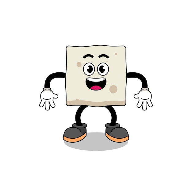 tofu cartoon with surprised gesture character design