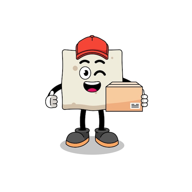 Tofu mascot cartoon as an courier character design