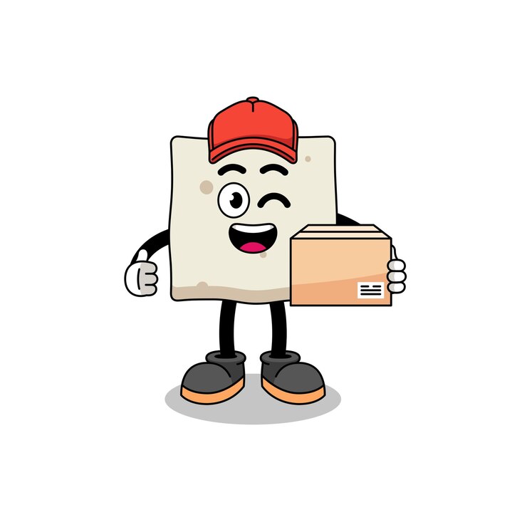Vector tofu mascot cartoon as an courier character design