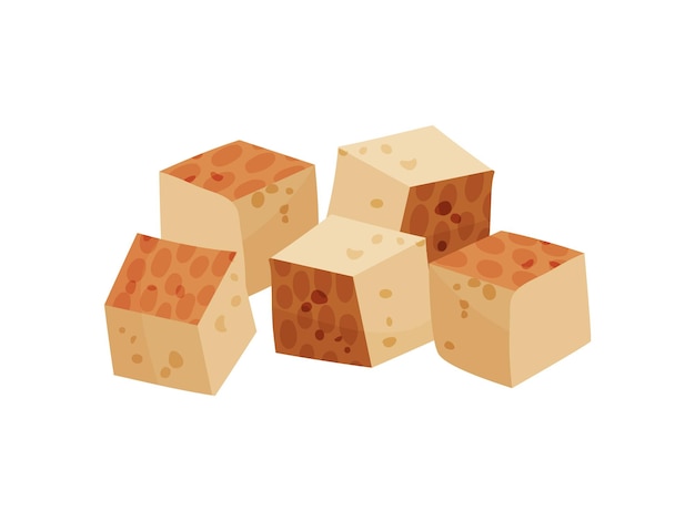 Tofu on white background vector flat illustration