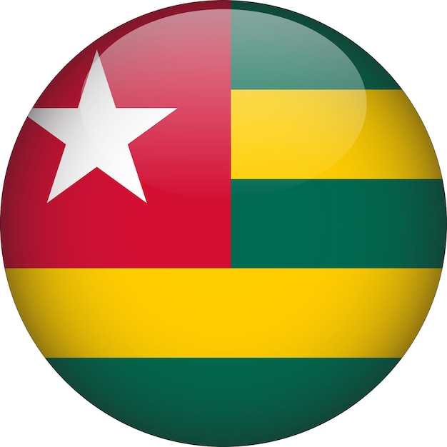 Togo 3D Rounded Flag Button
