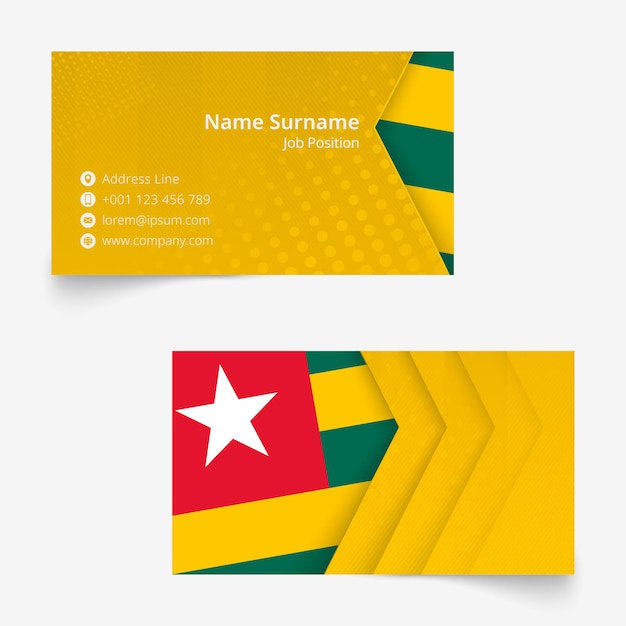 Togo Flag Business Card, standard size (90x50 mm) business card template with bleed under the clipping mask.